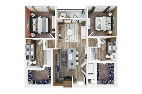 a1 floor plan  1 bedroom with 2 baths  129